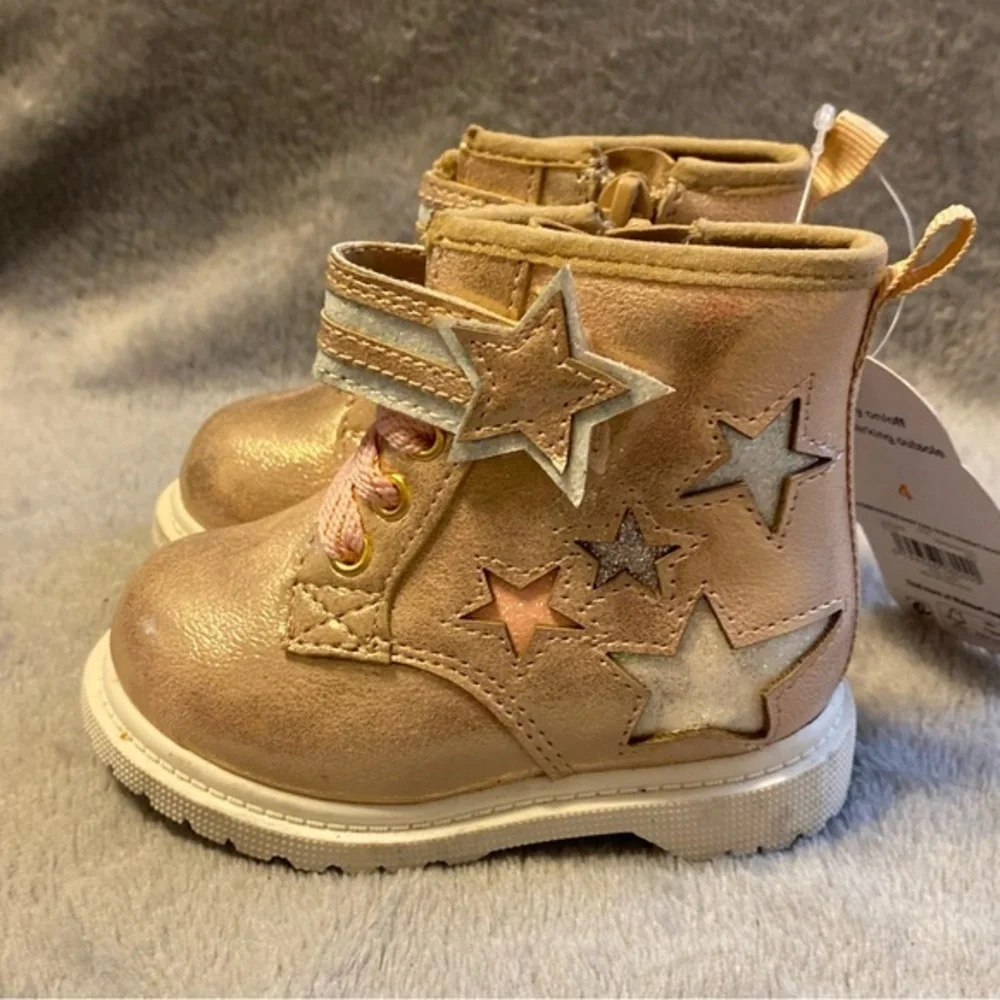 Wonder Nation Shoes Girls‎ Size 4 Stars Velcro New With Tags Side Zip
